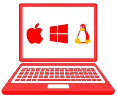 Una imagen de un ordenador con los logotipos de Windows, Mac OSX y Linux en la pantalla